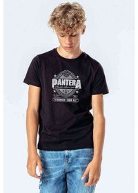 Resim Pantera Stronger Than All Baskılı Unisex Çocuk Siyah Tshirt 