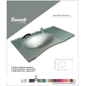 Resim Cam Lavabo Sancak Modeli 100 x 56 CM 