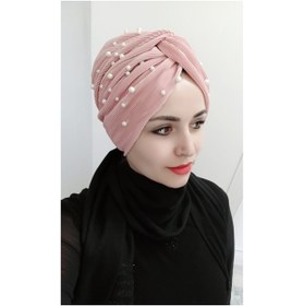Resim BAV Butik Ayvitrin Pliseli Incili Düğüm Bone Gül Kurusu 