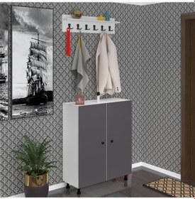 Resim Kenzlife Portmanto Ayakkabılık Ve Askılık Edik6 Gribyz 98 080 32 Yirmidört Çift Ayakkabı Kapasitesi Ahşap 