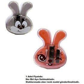 Resim Mikro Mk-4055-24 Bunny Çift Bıçaklı Kalemtraş 24'lü Stand Çok Renkli 