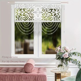 Resim Mutfak, Yatak Odası & Oturma Odası için Boho Chic Oyma Perde Seti - Çubuk Cep Tasarımı, Şeffaf Polyester Pencere Perdeleri 