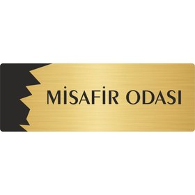 Resim Özarslan Dizayn Metal Departman Kapı İsimliği, Yönlendirme levhası Misafir Odası 10X20 Cm Altın Renk 