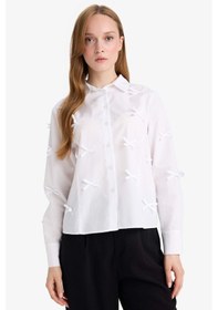 Resim Defacto Regular Fit Poplin Uzun Kollu Tunik F2724ax25spwt34 Beyaz 