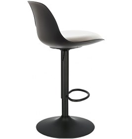 Resim Bürocci Nadya Bar Sandalyesi - Beyaz Deri - Mat Siyah Ayaklı Yüksek Bar Taburesi - 9537y0109 Beyaz 