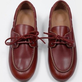 Resim Miuccia Bordo Hakiki Deri Kadın Loafer Bordo 