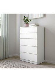 Resim IKEA 5 Çekmeceli Şifonyer, KULLEN MeridyenDukkan Beyaz Renk 70x112 cm Komodin 