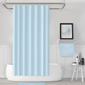 Resim Jackline Mavi Banyo Perdesi Yerli Üretim 180X200 cm Duş Perdesi 12 Plastik C-Halka Hediyeli Banyo Perdeleri 