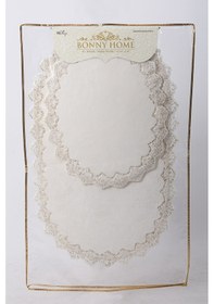 Resim Bonny Home Venüs Krem 2'li Dantelli Banyo Paspası Seti Çeyizlik Krem 