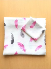 Resim Müslin %100 Organik Pamuk Kumaş Örtü Battaniye 100x100cm+ Ağız Mendili Hediyeli Pembe 1 Pembe 1 Pembe 
