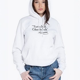Resim Cihanda Sulh Tasarımlı Kapşonlu Kadın Sweatshirt 