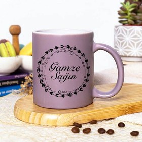 Resim Mor Renk Tasarım İsime Özel Kupa Bardak 