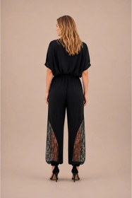 Resim Cool & Sexy Kadın Şalvar Kesim Güpür Detaylı Kuşaklı Pantolon 