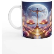 Resim Terazi Burcu Baskılı Kahve Kupası - Ay Işığında Zodyak Bahçesi Vs4 