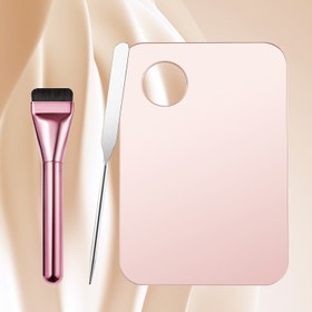 Resim 3'lü Paslanmaz Çelik Makyaj Paleti ve Spatula Aracı, Fondöten Fırçası, Makyaj Sanatı Aracı, Fondöten Karıştırma, Tırnak Sanatı, Göz Farı Pigment Karıştırma için 