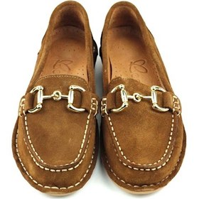 Resim Beety 224 Hakiki Rok Deri Taba Ortopedik Taşlı Kadın Babet Taba 