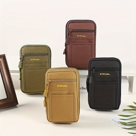 Resim 1 adet, Erkekler için Kanvas Bel Çantası, Düz Renk Spor Stili, Su Geçirmez Olmayan Tırmanma Fanny Çantası, Fermuar Kapatma ile, Açık Hava Seyahat Temel Aracı, Aktif Yaşam Ekipmanı 