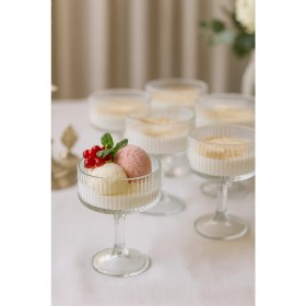 Resim Grandora Cam Dondurma ve Tatlı Kasesi 6’lı Set – Şık Ayaklı Servis Kasesi (Reçel, Çerez, Puding Sunum Kasesi) 