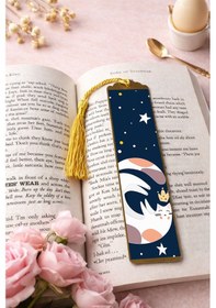 Resim Sanatsal Tablo Temalı Metal Kitap Ayracı Yıldızlı Kedi 