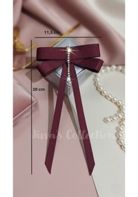 Resim Kadın Fiyonk Broş-bordo. Parlayan Rhinestone Sallantılı Detaylı. Fiyonk Broş Kurdele. Boyun Kravat Çok Renkli 