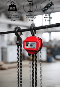Resim G GAPTOOLS Zincirli Caraskallar 3Ton 3Metre GPC3T3M 