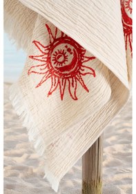 Resim Varol Organik %100 Pamuk Müslin Peştemal - Heliona Helıonakırmızı/standart Krem 