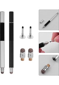 Resim Dianziye 2 Adet Metal Kapasitif Kalem Seti - Nano Lif Ve Disk Uçlu, 2 Adet Yerine Konulabilir Disk + 2 Adet Lif Uç Hediyeli, Siyah/gümüş 