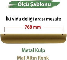 Resim Teke Mat Altın Metal Kulp 768 mm 76,8 cm Mutfak Dolabı Kulbu Kulpu Mobilya Çekmece Dolap Kulpları 