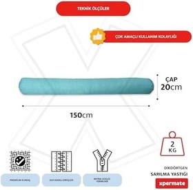 Resim XPERMATE Sarılma Yastığı, Uyku Yastığı, Bacak Arası Yastık Silindir 150 x 20 Cm (Mavi) 