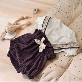 Resim Melekpare Kız Bebek Takımı 2 Li Askılı Jile Tulum Ve Gömlek Set 