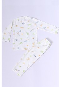 Resim Hçm Bebek Pamuk Pijama Takımı Tenkli Baskılı Bisiklet Yaka A2 Yeşil 
