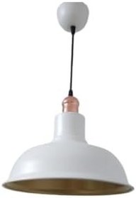 Resim Rsylight Rys Retro Metal Dekoratif Beyaz Içi Gold Bakır Duylu Tekli Sarkıt Avize Çap:30 Cm 