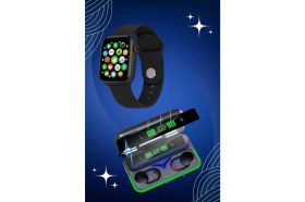 Resim Ucuz ve Kaliteli Kulaklıklı Saat Seti Bluetooth Bağlantılı Akıllı Saat ve Kulaklık 