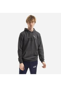 Resim Puma 586688-07 Ess Big Logo Hoodie Tr Erkek Sweat Dark Gray Heath Koyu Gri 
