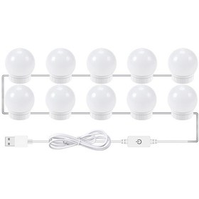 Resim Wezone 10'lu Dokunmatik Ayna Işığı 3 Renkli Işık Doğal, Beyaz, Islak Usb Güzellik Işığı - Makyaj Odası Banyo Aydınlatma Lambası 