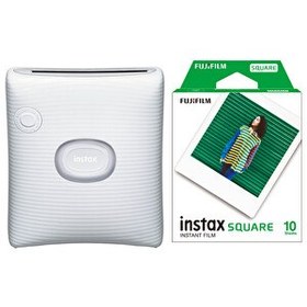 Resim Fujifilm Instax SQ Link Beyaz Ex D Akıllı Telefon Yazıcısı Ve 10'lu Film 