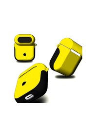 Resim Ekılıf - Apple Uyumlu AirPods 1.nesil - Kılıf Darbelere Karşı Dayanıklı Shockproof Silikon Kılıf - Sarı 