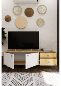 Resim Leder Modern Dekoratif Tv Ünitesi Televizyon Sehpası Atlantik... Atlantik Çam 