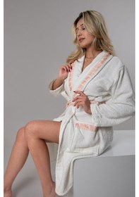 Resim Güvenal Valentis Desenli İşlemeli Kutulu Kadın Erkek Pamuk Bornoz Sabahlık Bornoz Seti Çeyiz Hediyelik 9 Çok Renkli 