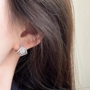 Resim Şık Pençe Seti Zirkonya Çivi Küpeler - Nikel İçermeyen Bakır, Nişan ve Günlük Kullanım İçin Mükemmel, Sevgililer Günü İçin İdeal Hediye, Gelin İçin Düğün Takısı 