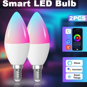 Resim C37 Akıllı LED Ampul E14, Alexa ve Google Home için Vida WiFi Ampul, 5W 450LM LED Ampul 3000K-6500K RGB Çok Renkli Işık, Müzik Senkronizasyonu, Uygulama ve Ses Kontrolü, Hub Gerektirmez, 2 adet/4 adet 