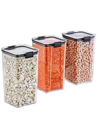 Resim 3 Lü Şeffaf Kristal Saklama Kabı 1800 Ml X3 Büyük Kapasiteli Gıda Depolama 5.4 Lt Şeffaf 