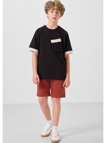 Resim Tommylife Kiremit Pamuklu Yumuşak Dokulu Standart Fit Basic Erkek Çocuk Şort - 11293 Kiremit 