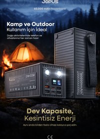 Resim Jopus 60.000 mAh 27W Süper Hızlı Outdoor Kamp Powerbank Dijital Göstergeli Fenerli Taşınabilir Şarj Cihazı 