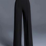 Resim Plus Beden, Kadınlar İçin Yüksek Bel Geniş Paça Pantolon - Şık Ofis ve Günlük Kullanım için Eğimli Cepli, Esnek Polyester-Spandeks Karışımı, Tüm Mevsimlere Uygun Resmi & Gündelik Pantolon (Şeffaf Olmayan), Çok Yönlü Giysi, Pürüzsüz Dokulu 