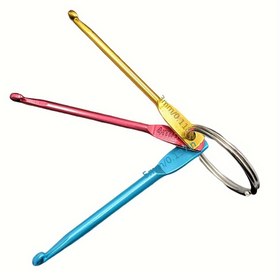 Resim 3 Adet Renkli Alüminyum Oksit Tığ, Tek Başlı Örgü Tığ, 3 Anahtarlık Kısa Örgü Tığ Örgü Araçları, Seyahat Aksesuarları, İplik Örgü 