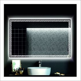 Resim Dnr-Mirror70x100 Cm Günışığı Ledli Tasarım Kumlamalı Banyo Aynası Makyaj Aynası Işıklı Ayna 