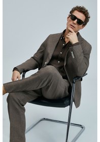 Resim Lufian Jaques Spor Erkek Blazer Ceket Slim Fit Kahverengi Kahverengi 111140172100400 Kahverengi 