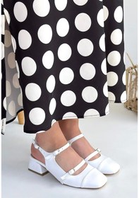 Resim Doran Beyaz Cilt Topuklu Ayakkabı Beyaz 