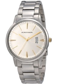 Resim Romanson Tm4201mm1cas1g Çelik Kordon Takvimli Gümüş Altın Renk Erkek Kol Saati 